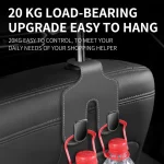 Toby’s HH01 Grey Double Hook Car Hanger – PU Leather & Metal Back Seat Organizer Hooks, Multi-Functional Headrest Storage Holder for Bags, Phones & Accessories, 20KG Capacity (2 Pack) - Image 3