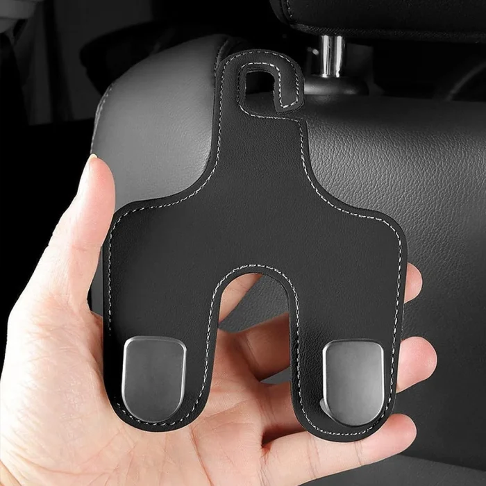 Toby&rsquo;s HH01 Black Double Hook Car Hanger &ndash; PU Leather & Metal Back Seat Organizer Hooks, Multi-Functional Headrest Storage Holder for Bags, Phones & Accessories, 20KG Capacity (2 Pack) - Image 6