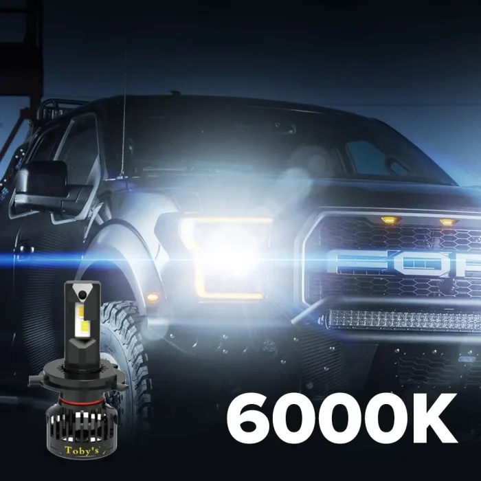 Toby&rsquo;s UH4 Dual Color Car LED Headlight Bulbs 150W/Pair &ndash; 6000K White & 3800K Yellow, 15000LM, IP65 Waterproof, Aviation Aluminum, Universal Fit (H4/9003) - Image 6
