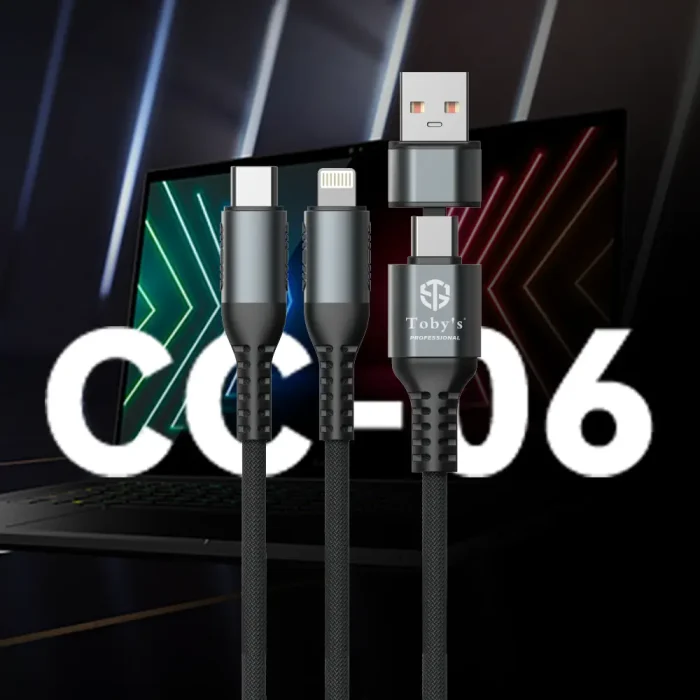 Toby&rsquo;s Professional CC-06 200W 5A Fast Charging Cable USB A to USB C / Type-C / Lightning 1 Meter High-Speed Nylon Braided Cable - Image 2