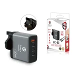 Toby&rsquo;s FC-02 100W GaN Fast Charger with 3 Type-C & USB-A PD3.0 QC3.0 Multi-Port UK Plug Adapter with 100CM Cable