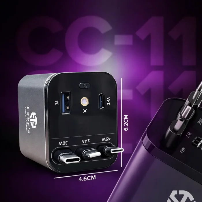 Toby&rsquo;s CC-11 114W Fast Car Charger with 6 in 1 Retractable Cable, USB 3A + Type-C PD 45W/30W, Lightning 2.4A, Starry Sky Ambient Light, 12V-24V Universal Car Adapter. - Image 7