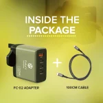 Toby&rsquo;s FC-02 100W GaN Fast Charger with 3 Type-C & USB-A PD3.0 QC3.0 Multi-Port UK Plug Adapter with 100CM Cable - Image 10