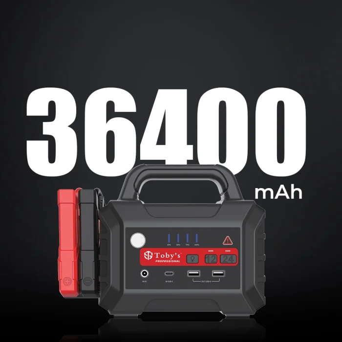 Toby&rsquo;s X23 12V/24V Jump Starter 36400mAh 2800A Peak Heavy Duty Car & Truck Battery Booster with LED Light, USB Output & Fast Charging for SUV, Bus, Tractor & Diesel Engines - Image 9