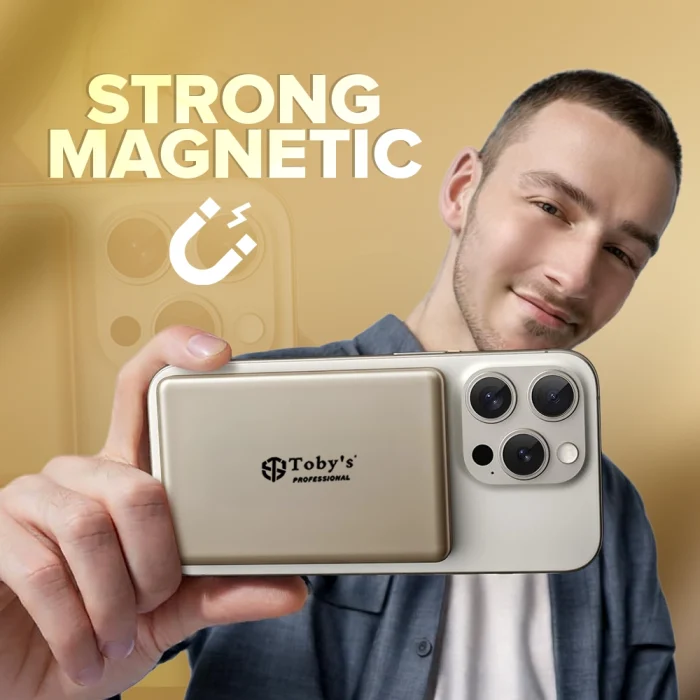Toby&rsquo;s PB-04 5000mAh Magnetic Wireless Power Bank 15W Wireless, PD 20W Wired Fast Charging, 65W Adapter & 1m Retractable Cable - Image 3
