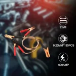 Toby&rsquo;s BC-600 Heavy Duty Car Booster Jumper Cable 600AMP, 2.5M Length, 0.25mm x 135PCS Copper Wire, Strong Crocodile Clamps with Carry Bag - Image 6