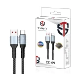 Toby&rsquo;s CC-09 100W USB-A to Type-C Fast Charging Cable 3A High Speed Data Cable, 480Mbps Nylon Braided, Aluminum Connector