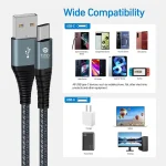 Toby&rsquo;s CC-09 100W USB-A to Type-C Fast Charging Cable 3A High Speed Data Cable, 480Mbps Nylon Braided, Aluminum Connector - Image 5
