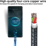 Toby&rsquo;s CC-09 100W USB-A to Type-C Fast Charging Cable 3A High Speed Data Cable, 480Mbps Nylon Braided, Aluminum Connector - Image 8