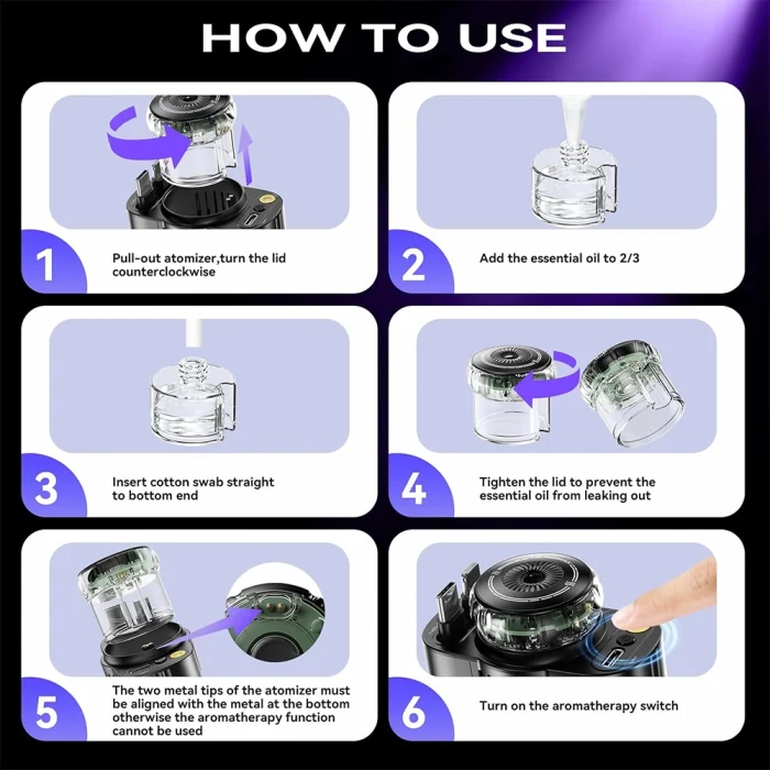 Toby&rsquo;s CC-18 5 in 1 Retractable Car Charger with Aromatherapy & Star Light Projection 45W Fast Charge, Dual Output, 180&deg; Adjustable - Image 14