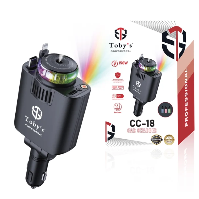 Toby&rsquo;s CC-18 5 in 1 Retractable Car Charger with Aromatherapy & Star Light Projection 45W Fast Charge, Dual Output, 180&deg; Adjustable - Image 19