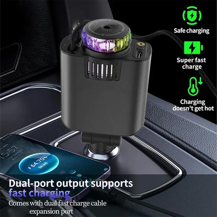 Toby&rsquo;s CC-18 5 in 1 Retractable Car Charger with Aromatherapy & Star Light Projection 45W Fast Charge, Dual Output, 180&deg; Adjustable - Image 12