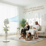 ACF-01 Smart Adjustable Standing Fan with Powerful Cooling, Multi-Angle Airflow, Ultra-Quiet Operation & Modern Minimal Design (White) - Image 6
