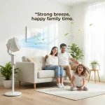ACF-01 Smart Adjustable Standing Fan with Powerful Cooling, Multi-Angle Airflow, Ultra-Quiet Operation & Modern Minimal Design (White) - Image 8