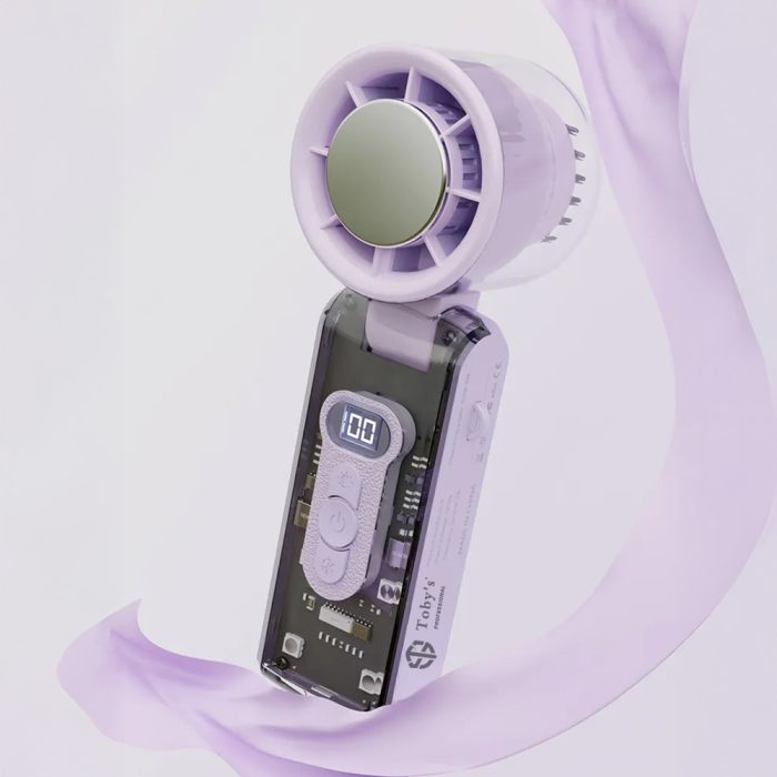 Toby&rsquo;s ICE FAN-06 High-Speed Portable Cooling Fan with LED Light 100 Level Speed Control, 3600mAh Rechargeable Battery, TEC Ice Ceramic Technology, 360&deg; Air Supply (Purple) - Image 2