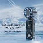 Toby&rsquo;s ICE FAN-06 High-Speed Portable Cooling Fan with LED Light 100 Level Speed Control, 3600mAh Rechargeable Battery, TEC Ice Ceramic Technology, 360&deg; Air Supply (White) - Image 2