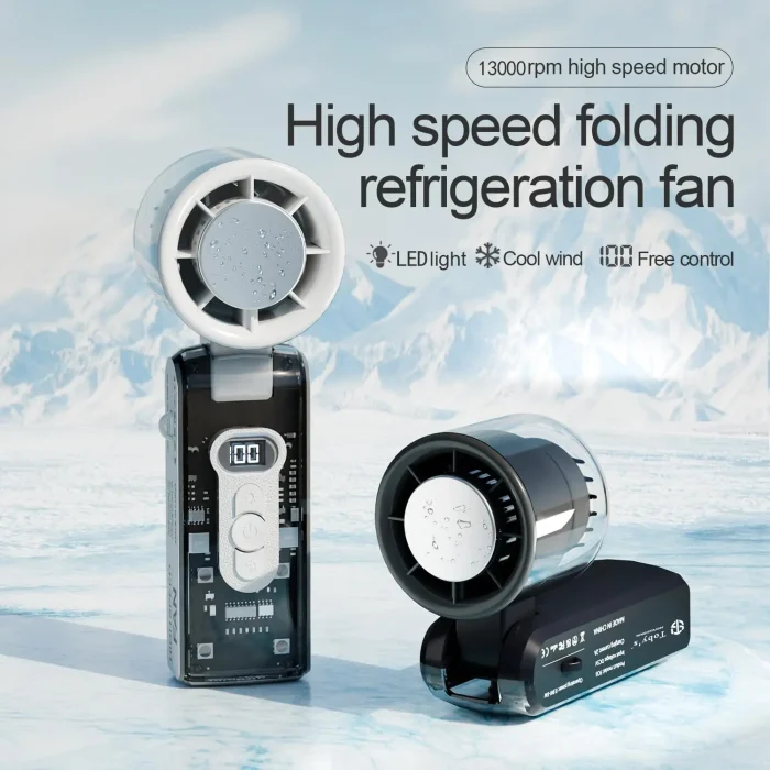 Toby&rsquo;s ICE FAN-06 High-Speed Portable Cooling Fan with LED Light 100 Level Speed Control, 3600mAh Rechargeable Battery, TEC Ice Ceramic Technology, 360&deg; Air Supply - Image 3