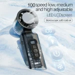 Toby&rsquo;s ICE FAN-06 High-Speed Portable Cooling Fan with LED Light 100 Level Speed Control, 3600mAh Rechargeable Battery, TEC Ice Ceramic Technology, 360&deg; Air Supply (White) - Image 5