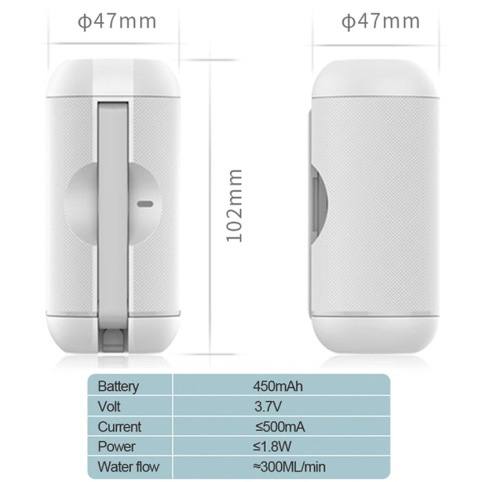Toby&rsquo;s MPS-01 Portable Electric Bidet Sprayer 450mAh Rechargeable Travel Hygiene Washer, 2 Gear Water Flow, 180&deg; Adjustable Nozzle, 3.7V Lithium Battery - Image 8