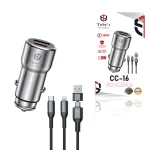 Toby&rsquo;s CC-16 200W Fast Car Charger with USB-C PD & USB-A Port, Multi Charging Cable, 12-24V Universal Car Adapter