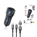 Toby&rsquo;s CC-14 200W Fast Car Charger with Type-C & USB Port, 1M Multi Charging Cable, 12-24V Universal Car Adapter