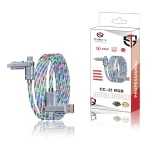 Toby&rsquo;s CC-21 RGB 65W Fast Charging Data Cable, 4-in-1 Multi Connector LED Cable, Type-C to Type-C / USB-A to Type-C / Lightning, 480Mbps Sync