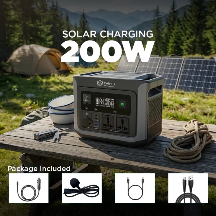 Toby&rsquo;s TBS-144A Portable Power Station 460.8Wh, 600W Pure Sine Wave (1200W Peak), 400W AC Fast Charging, 200W Solar Input - Image 5
