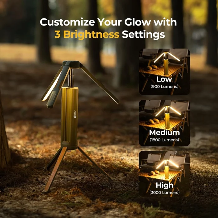 Toby&rsquo;s CPL-S01 Rechargeable Camping Light 3000 Lumens Adjustable Tripod LED Camping Lantern with 15600mAh Battery, IP54 Waterproof & 60H Runtime - Image 3