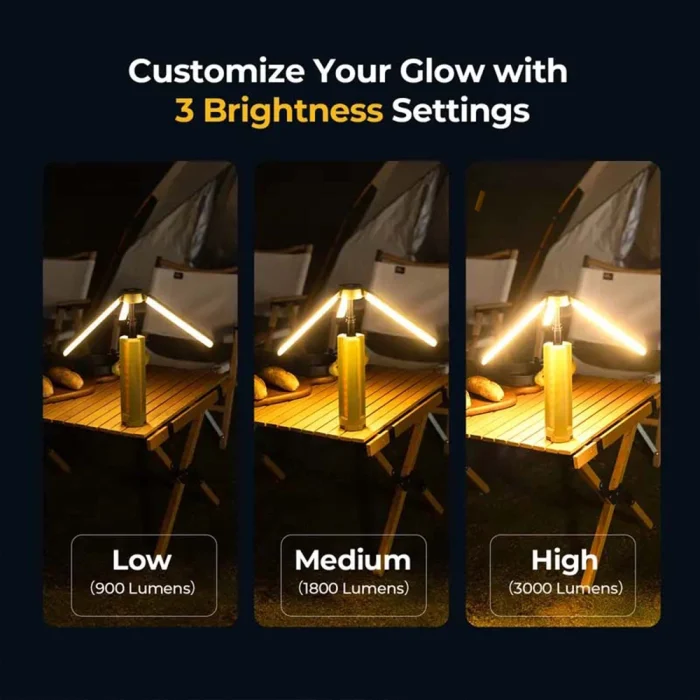 Toby&rsquo;s CPL-S01 Rechargeable Camping Light 3000 Lumens Adjustable Tripod LED Camping Lantern with 15600mAh Battery, IP54 Waterproof & 60H Runtime - Image 2