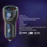 Toby&rsquo;s CC-14 200W Fast Car Charger with Type-C & USB Port, 1M Multi Charging Cable, 12-24V Universal Car Adapter - Image 2