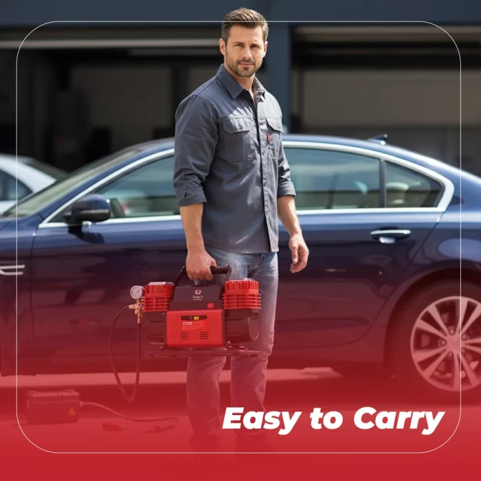 Toby&rsquo;s 12V Dual Cylinder Portable Air Compressor 300L/min 150 PSI Heavy Duty Tire Inflator with Carry Bag - Image 9