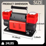 Toby&rsquo;s 12V Dual Cylinder Portable Air Compressor 300L/min 150 PSI Heavy Duty Tire Inflator with Carry Bag - Image 13