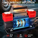Toby&rsquo;s 12V Dual Cylinder Portable Air Compressor 300L/min 150 PSI Heavy Duty Tire Inflator with Carry Bag - Image 2