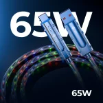 Toby&rsquo;s CC-21 RGB 65W Fast Charging Data Cable, 4-in-1 Multi Connector LED Cable, Type-C to Type-C / USB-A to Type-C / Lightning, 480Mbps Sync - Image 7