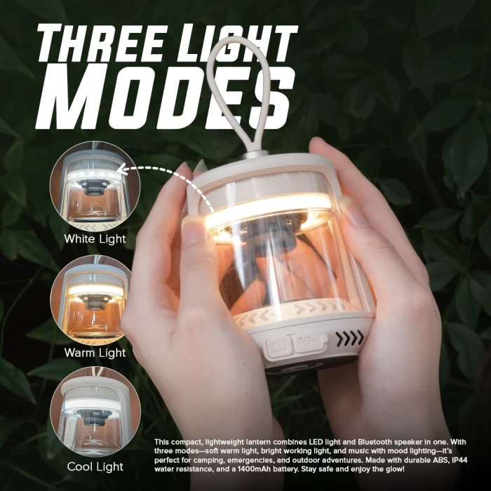 Toby's CPL-S04 Portable Camping Lantern with Bluetooth Speaker RGB Ambient LED Light, Type-C Rechargeable 1400mAh Lantern with Magnetic Base for Outdoor Camping, Emergency & Travel - Image 2