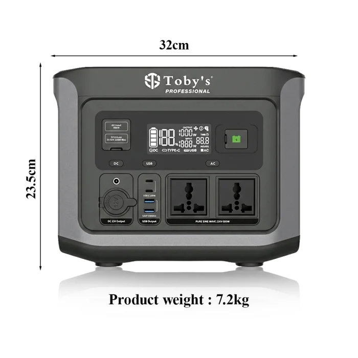 Toby&rsquo;s TBS-144A Portable Power Station 460.8Wh, 600W Pure Sine Wave (1200W Peak), 400W AC Fast Charging, 200W Solar Input - Image 11