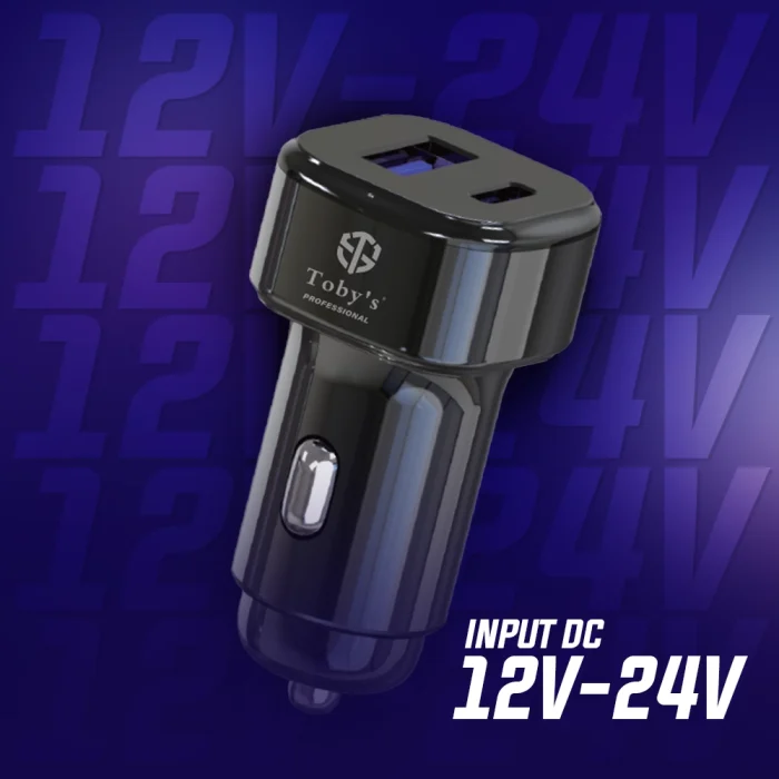Toby&rsquo;s CC-13 Fast Car Charger 100W PD USB-C & USB Fast Charging, 12V-24V Dual Port Car Adapter with 3-in-1 Charging Cable - Image 5