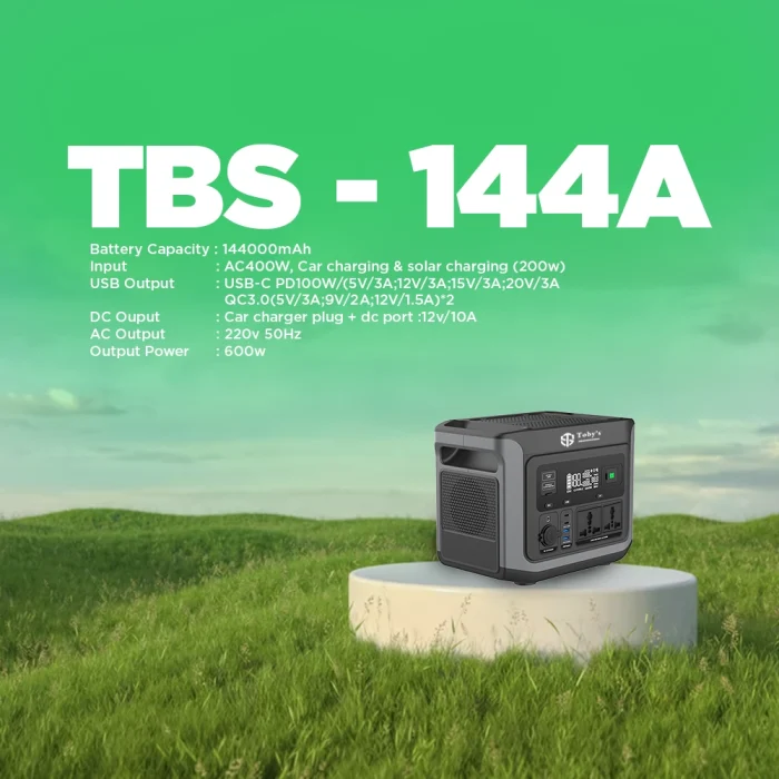 Toby&rsquo;s TBS-144A Portable Power Station 460.8Wh, 600W Pure Sine Wave (1200W Peak), 400W AC Fast Charging, 200W Solar Input - Image 8