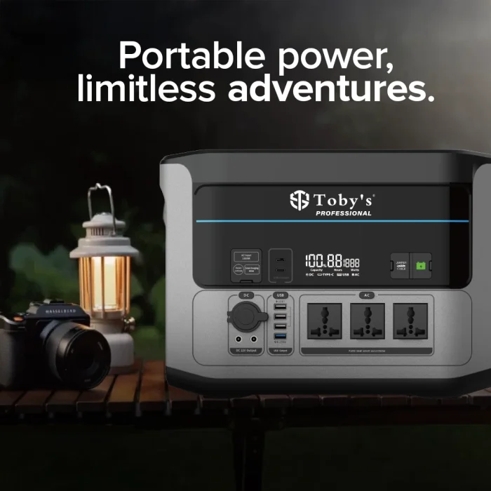 Toby&rsquo;s TBS-440A Portable Power Station 1408Wh, 1500W Pure Sine Wave, 1500W AC Fast Charging, 400W Solar Input, 12V Jump Starter - Image 2