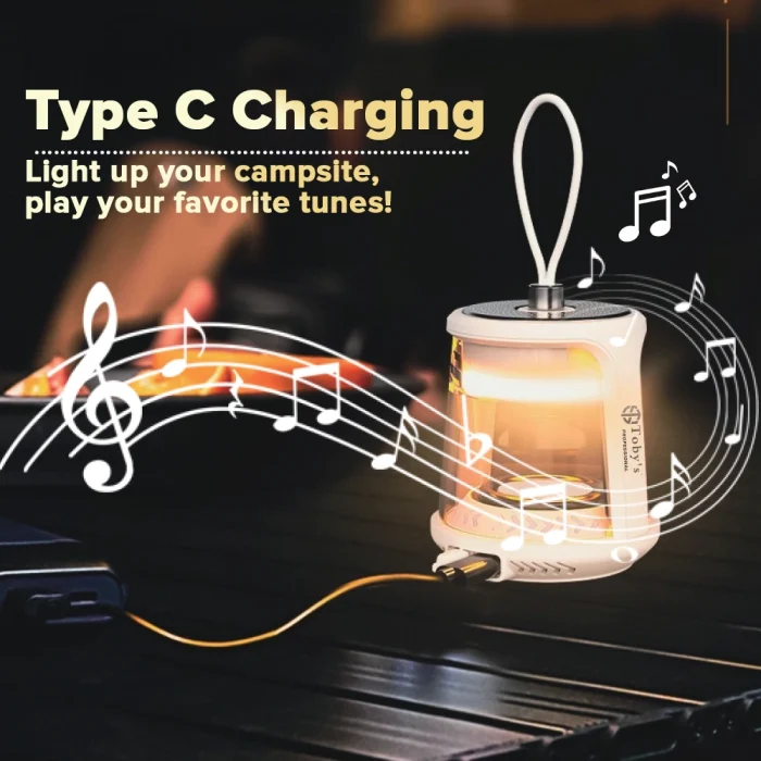 Toby's CPL-S04 Portable Camping Lantern with Bluetooth Speaker RGB Ambient LED Light, Type-C Rechargeable 1400mAh Lantern with Magnetic Base for Outdoor Camping, Emergency & Travel - Image 6