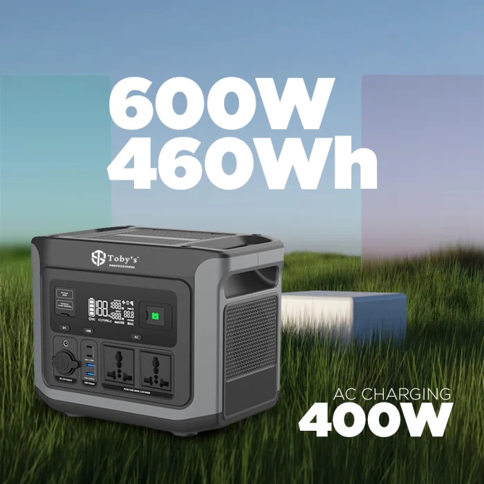 Toby&rsquo;s TBS-144A Portable Power Station 460.8Wh, 600W Pure Sine Wave (1200W Peak), 400W AC Fast Charging, 200W Solar Input - Image 7