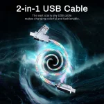 Toby&rsquo;s CC-21 RGB 65W Fast Charging Data Cable, 4-in-1 Multi Connector LED Cable, Type-C to Type-C / USB-A to Type-C / Lightning, 480Mbps Sync - Image 2