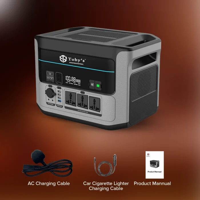 Toby&rsquo;s TBS-440A Portable Power Station 1408Wh, 1500W Pure Sine Wave, 1500W AC Fast Charging, 400W Solar Input, 12V Jump Starter - Image 11