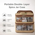 AL GHAFA Portable Double Layer Spice Jar Storage Bag with 12 Jars (350ml Each) Travel Spice Organizer Case for Camping, BBQ, Kitchen & Outdoor Cooking - Image 2