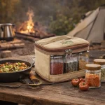 AL GHAFA Portable Double Layer Spice Jar Storage Bag with 12 Jars (350ml Each) Travel Spice Organizer Case for Camping, BBQ, Kitchen & Outdoor Cooking - Image 4