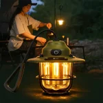 Toby’s CPL-T37 PRO Rechargeable Camping Lantern Waterproof Retro LED Camping Light with 5 Modes, 1200mAh Battery & USB Type-C Charging