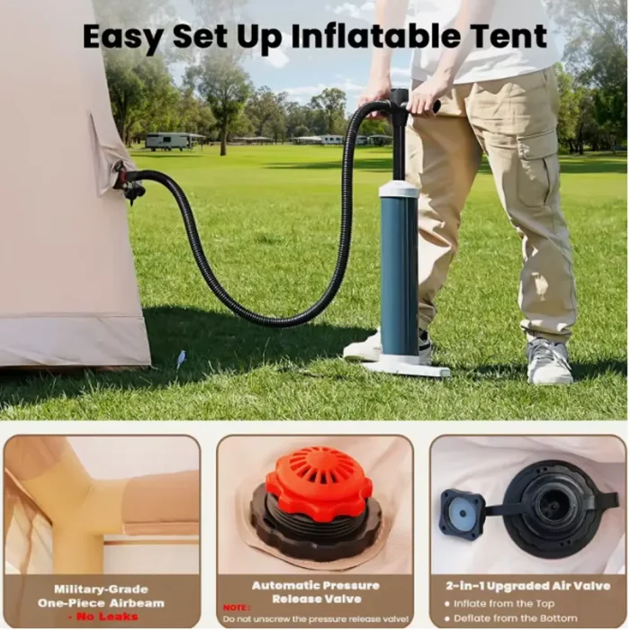 Toby's Luxury Inflatable Air Camping Tent-08 for 5-6 Persons Quick Automatic Opening Waterproof Oxford Fabric Tent with Living Room, Hand Pump, Pegs & Wind Ropes for Outdoor Camping - Image 9