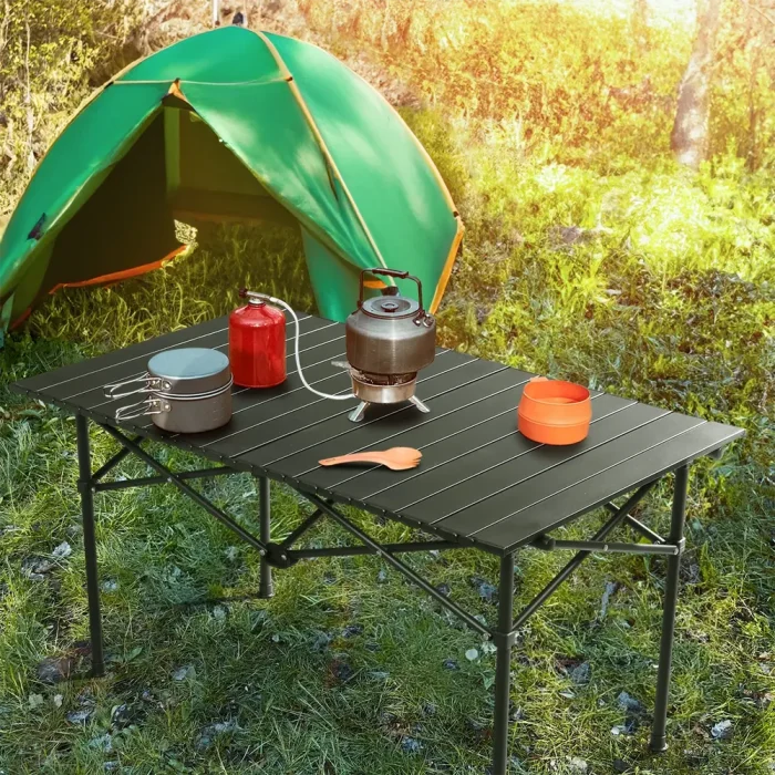 Toby's Portable Folding Camping Table-02 Lightweight Aluminum Outdoor Picnic Table with Carry Bag, Compact Foldable Design for Camping, BBQ, Travel & Outdoor Activities - Image 3