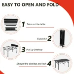 Toby's Portable Folding Camping Table-02 Lightweight Aluminum Outdoor Picnic Table with Carry Bag, Compact Foldable Design for Camping, BBQ, Travel & Outdoor Activities - Image 4