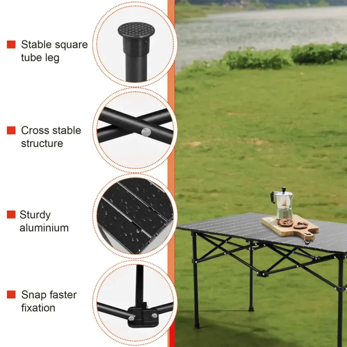 Toby's Portable Folding Camping Table-02 Lightweight Aluminum Outdoor Picnic Table with Carry Bag, Compact Foldable Design for Camping, BBQ, Travel & Outdoor Activities - Image 7